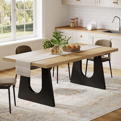 Large Dining Table Wood Oak Rectangular Farmhouse Center Kitchen