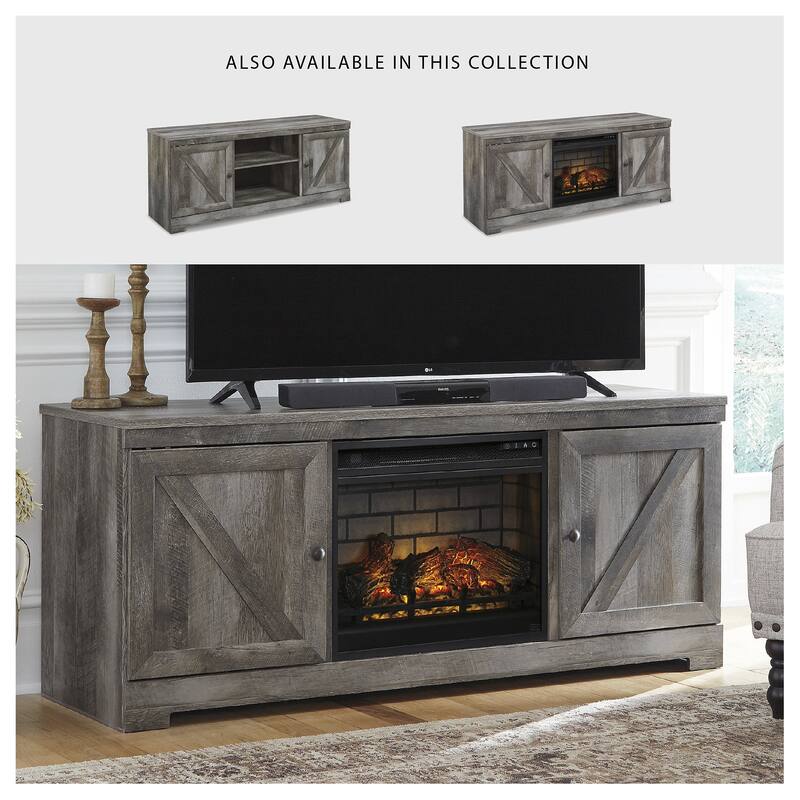 Signature Design by Ashley Wynnlow Gray 63" TV Stand for TVs up to 72" with Electric Fireplace - 63.5"W x 19.5"D x 26"H