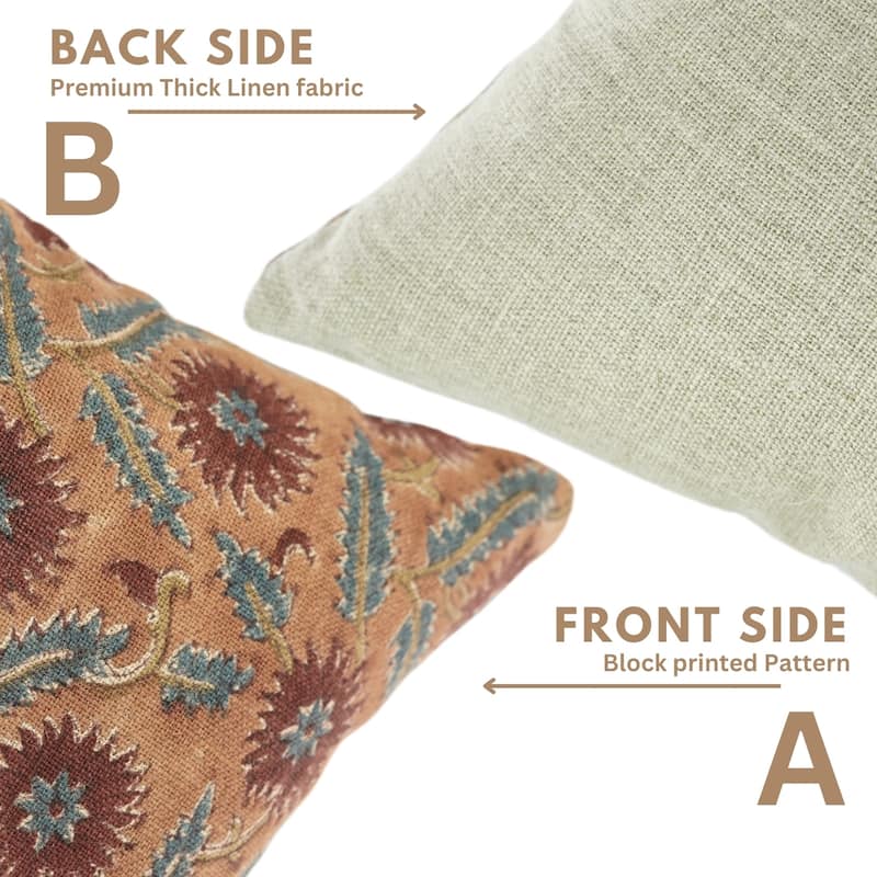 Fabdivine Handmade Block Print Brown Heavy Linen Fabric Perfect for Home or Room Décor Throw Accent Pillow Cover