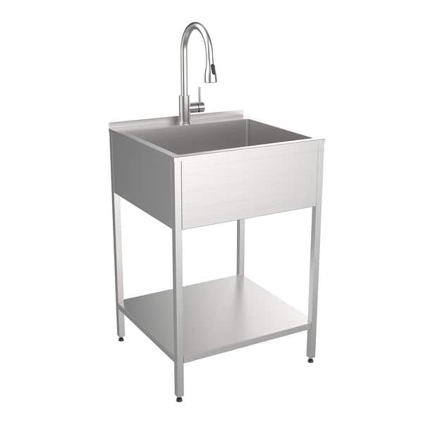 Transolid 24-in W x 22-in D x 35-in H Stainless Steel Laundry Sink and ...