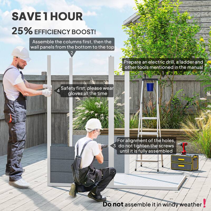 Outsunny 6' x 4' Outdoor Storage Shed, Plastic Shed with Floor, Window, Lockable Door and Vents, Garden Tool House