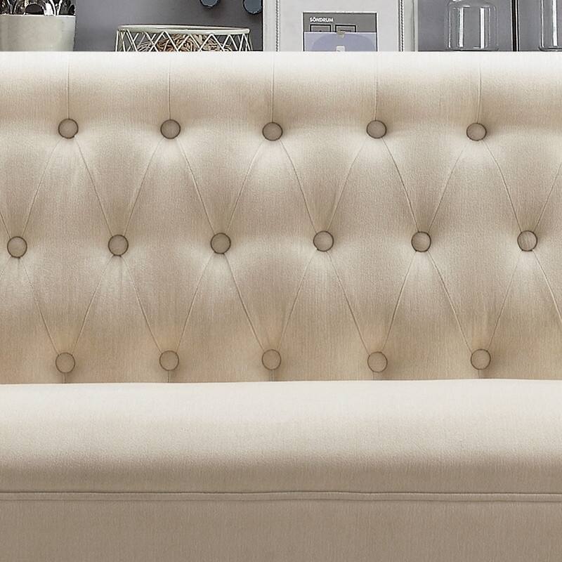 Moser Bay Arete Upholstered Tufted Settee Chesterfield Style Loveseat, Velvet or Linen