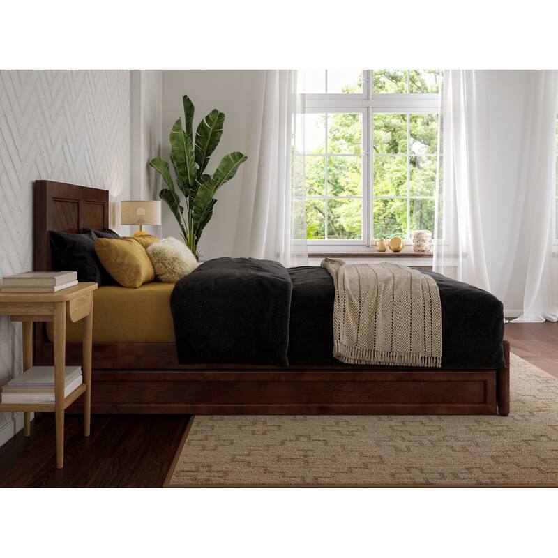 Clayton Platform Bed with Panel Footboard and Twin XL Trundle