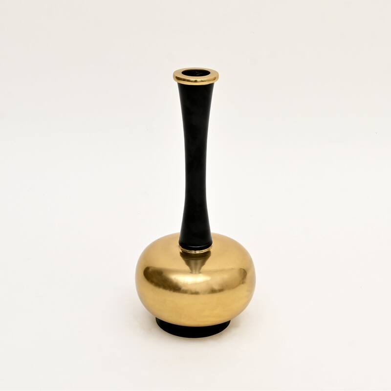 Minimalist Gold & Black Aluminum Vase - 8x8x16 Inch Sleek Table Accent