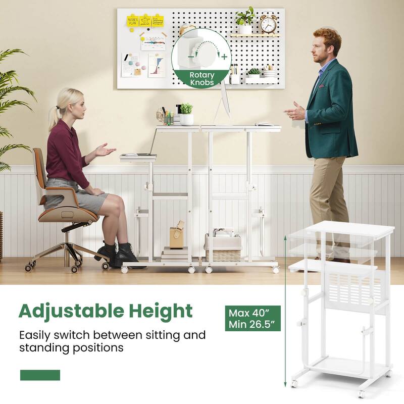 Costway Mobile Stand Up Desk Height Adjustable Computer Standing Desk - See Details