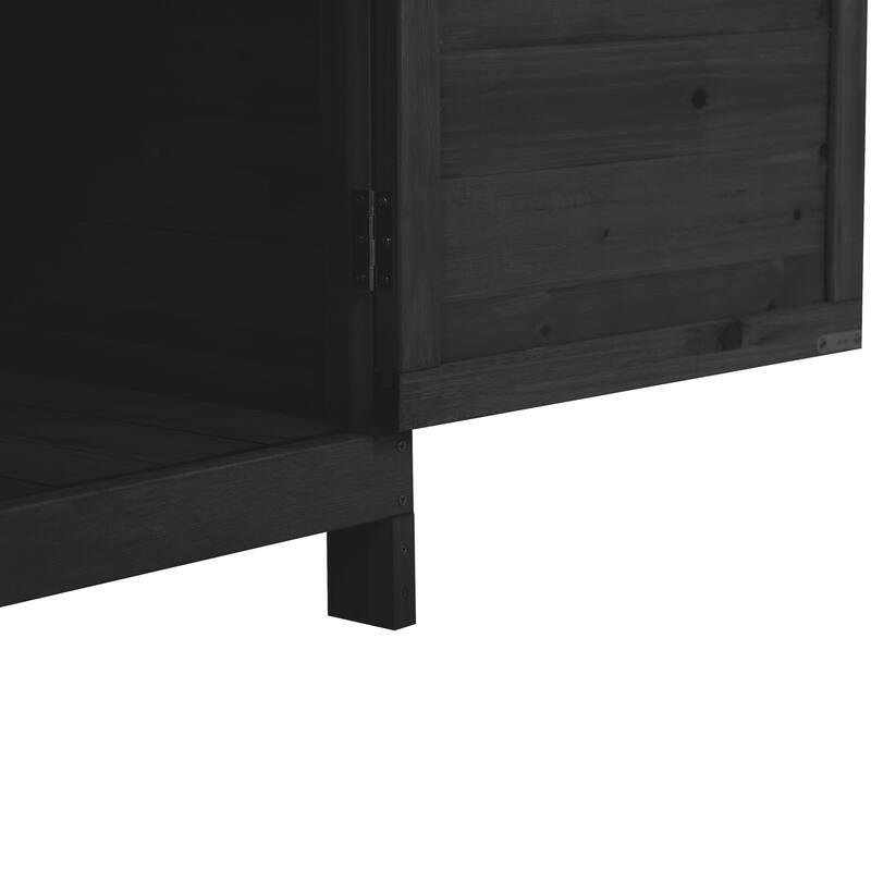 39" Potting Bench Table, Rustic Wood Workstation Storage Cabinet Garden Shed with 2-Tier Shelves and Side Hook