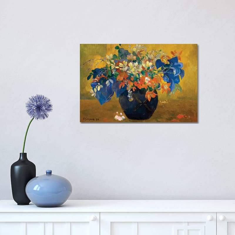iCanvas "A Vase of Flowers, 1896 " by Paul Gauguin Canvas Print - 12x18x1.5