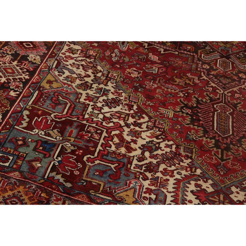 Hand Knotted Oriental 100% Wool Carpet Traditional Medallion Red Heriz Area Rug - 12' 5'' X 9' 0''