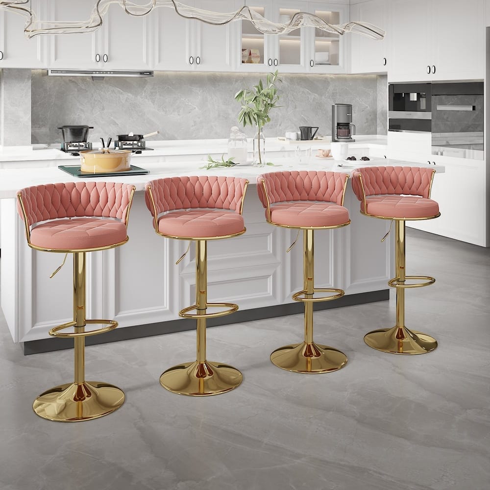 VECELO Set of 4/6 Bar Stools Adjustable Swivel with Metal Frame Modern Bar Stools with Back for Dining Room