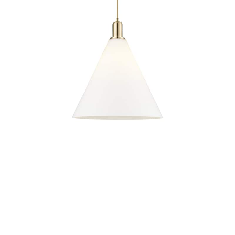 Innovations Lighting 716-1P-18-16 Berkshire Glass Pendant Berkshire - Champagne Bronze / Matte White