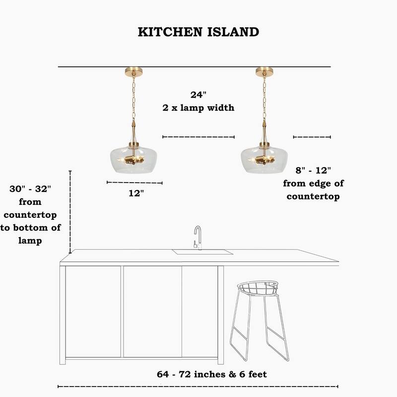 Zelena Modern Farmhouse Gold Chandelier Glass Drum Pendant Light for Dining Room