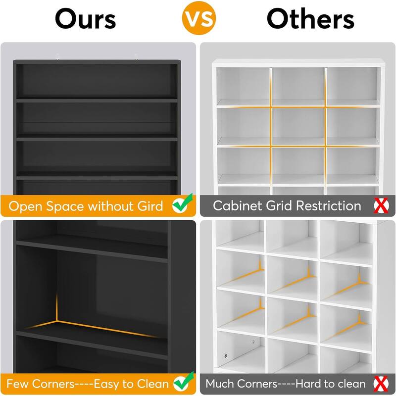 31" Width Black Shoe Cabinet, 9 Tiers 40-45 Pairs