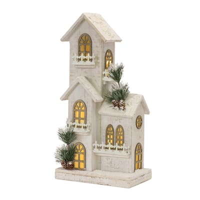 LED Lighted Winter House Display 21"H