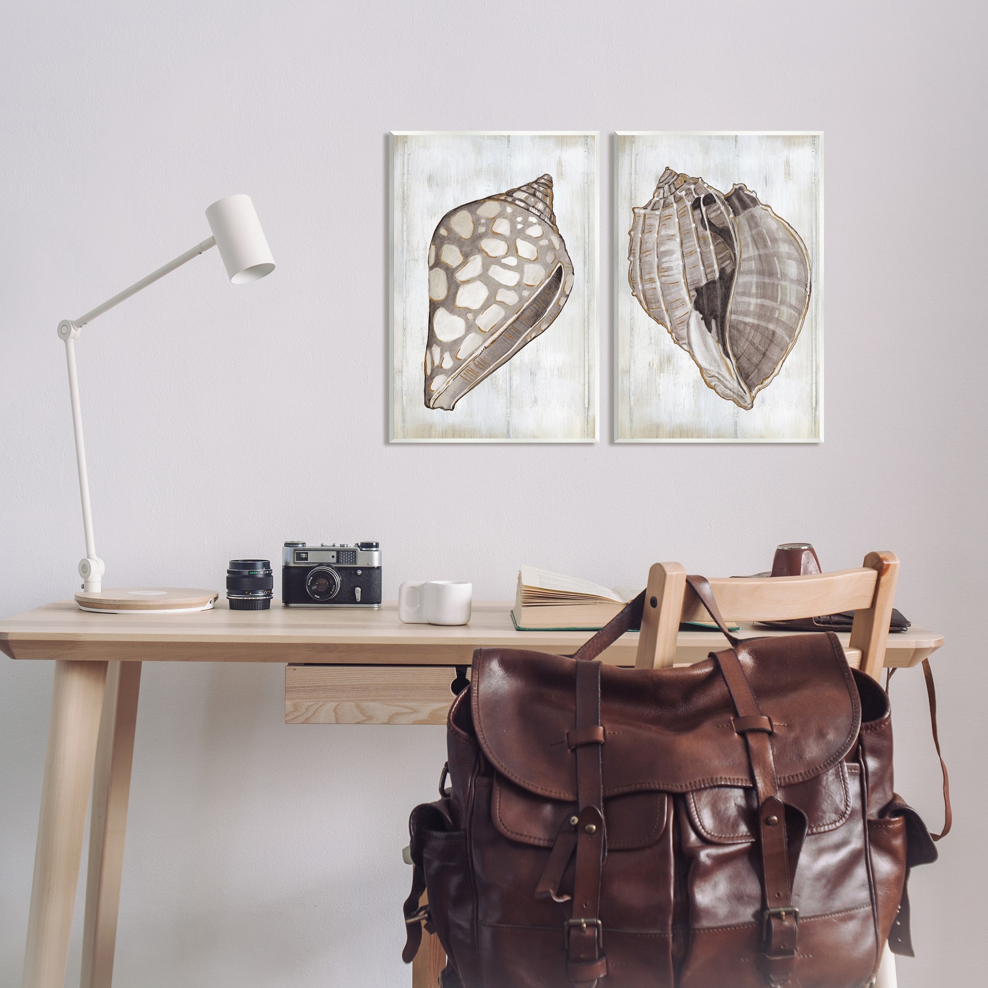 Stupell Spotted Seashell Rustic Marine Life Beach Sign 2 Piece Wood