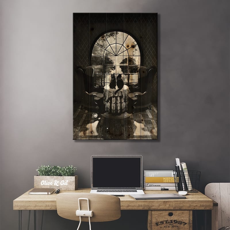 Room Skull B/W Print On Wood by Ali Gulec - Multi-Color