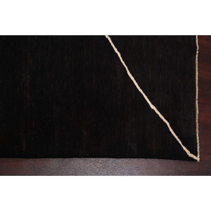 Vegetable Dye Contemporary Moroccan Wool Area Rug Hand-knotted Carpet - 7'10" x 9'8"