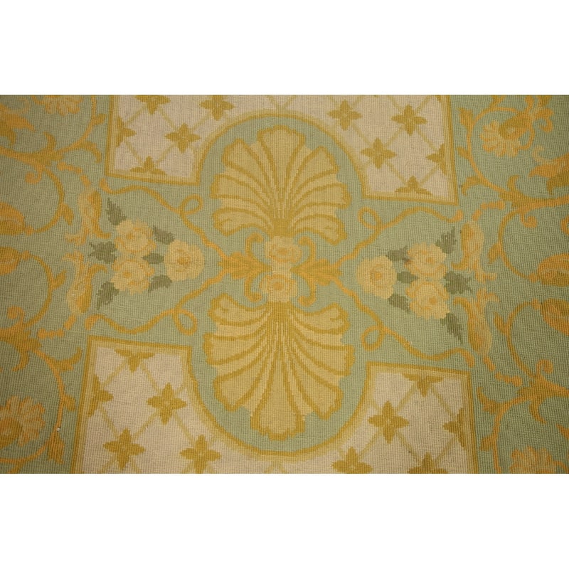 Flat-Weave Vegetable Dye Savonnerie Runner Rug Wool Carpet - 4'3" x 10'1"