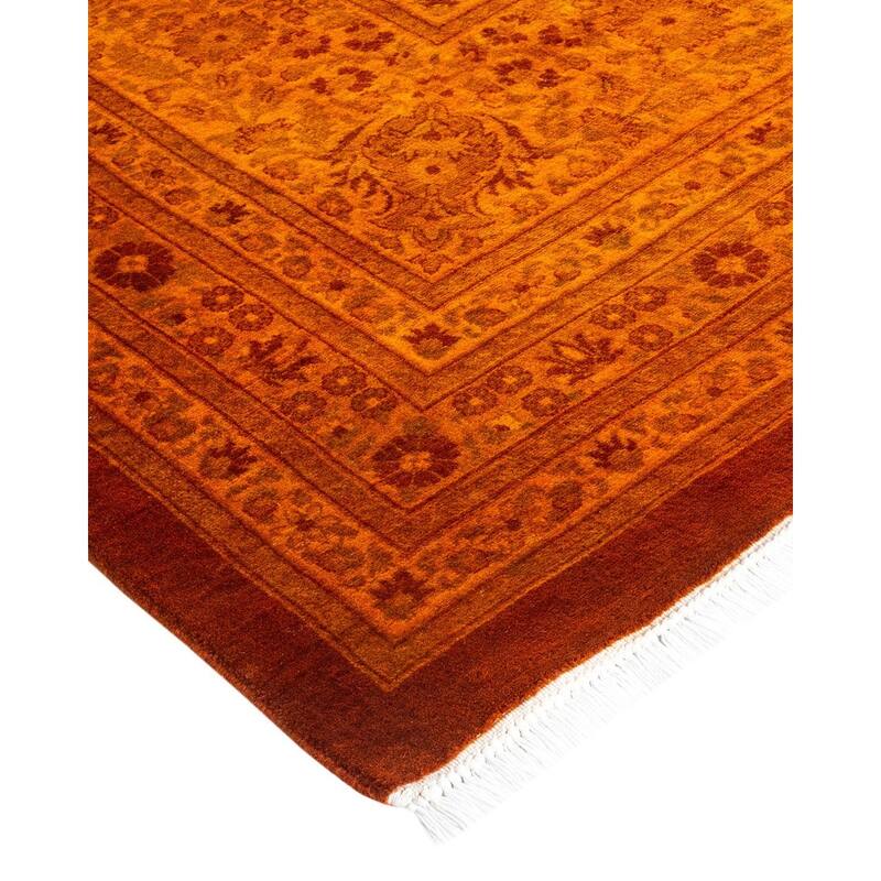 Overton Handknotted Wool Vintage Inspired Contemporary Overdyed Orange Area Rug - 18' 1" x 12' 4"