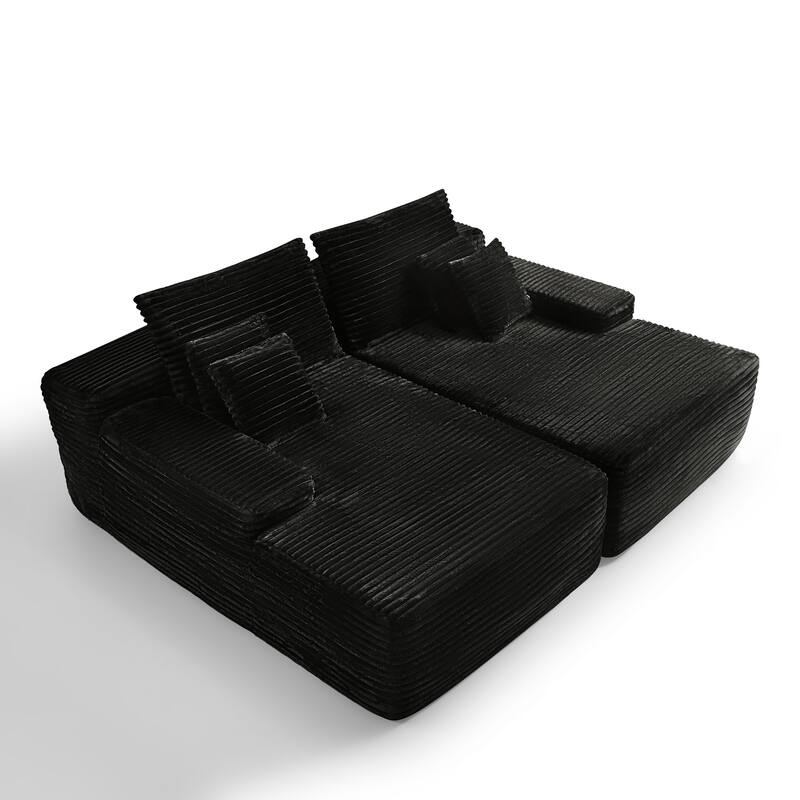 80" Corduroy Cloud Chaise Lounge with Deep Seat & No Assembly
