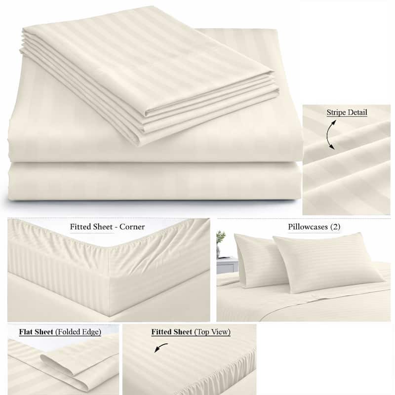 Home Sweet Home Dream Striped 1200 TC Cotton Deep Pocket Bed Sheet Set