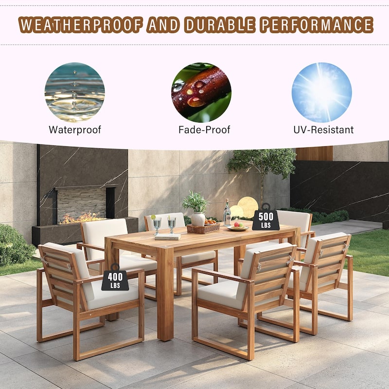 7-Piece Patio Dining Set for 6 - Outdoor Table and Chairs with Umbrella Hole
