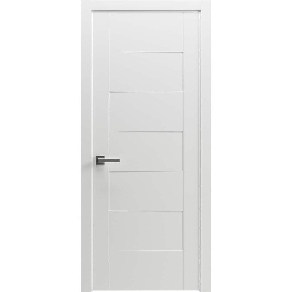 Interior Solid French Door / Mela 0755 Painted White / Single Regular Panel Frame Handle / Bathroom Bedroom Modern Doors
