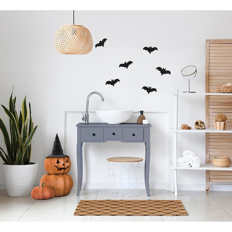 Bat Colony Halloween Chenille Rug, 18" x 30"