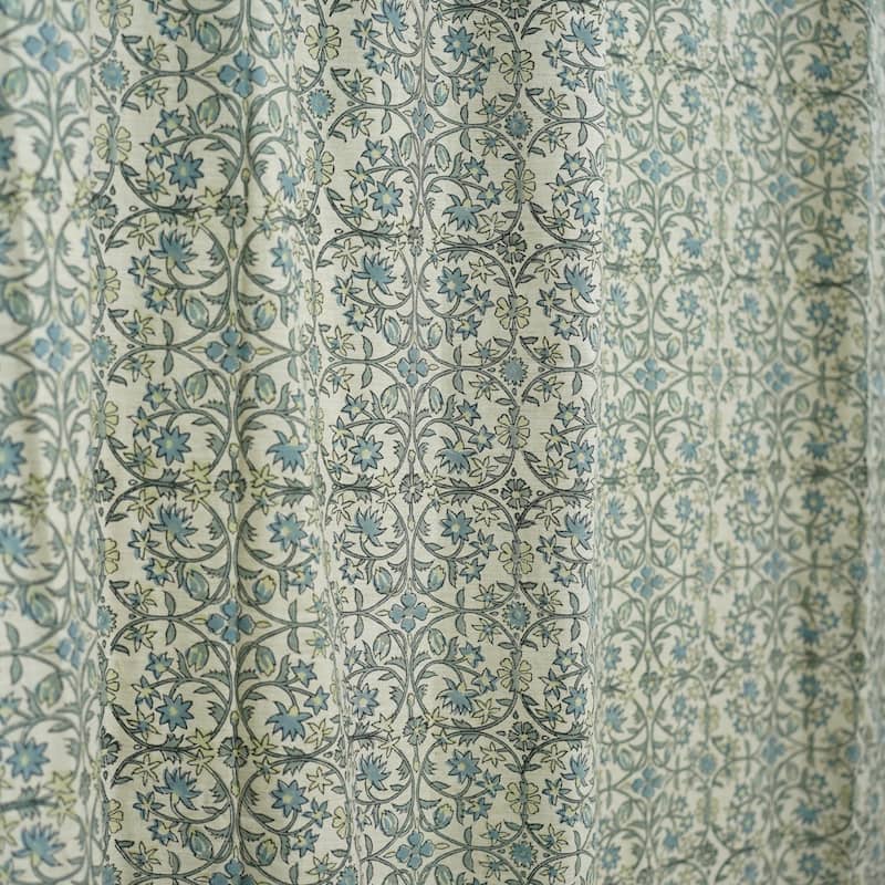 Fabdivine Floral Soft Linen Blend Fabric Kitchen Living Room Window Home Accent Décor Curtain