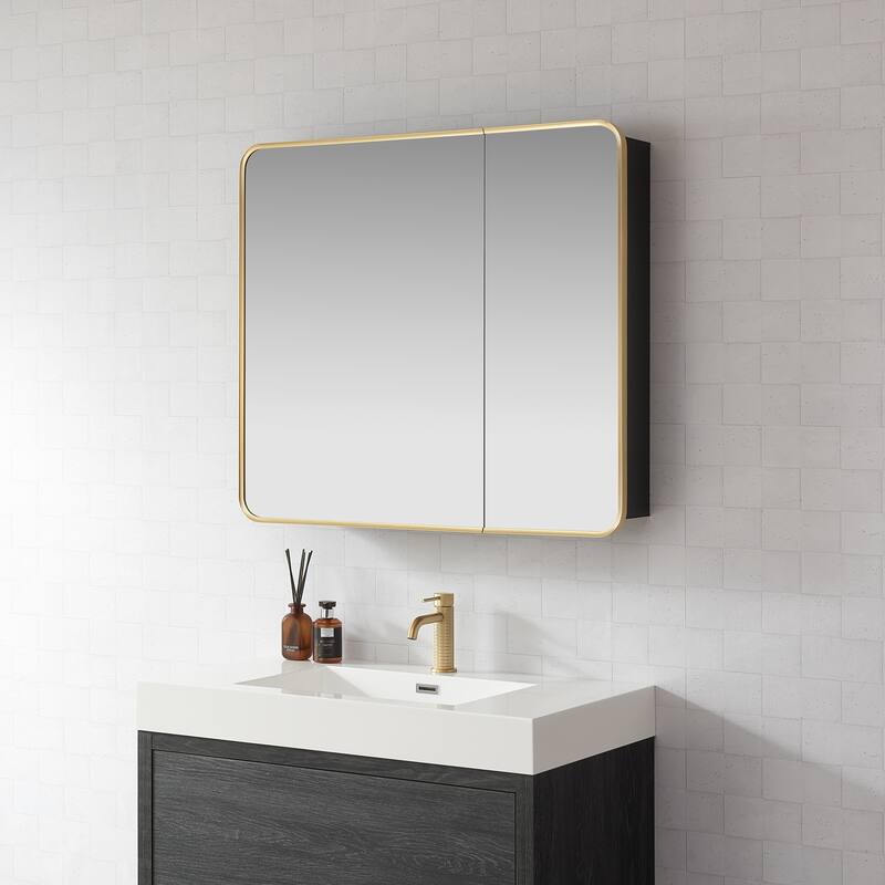 Talayuela Rectangular Aluminum Framed Medicine Cabinet with Mirror
