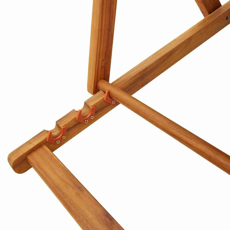vidaXL Beach Chair 61.5 x 123 x 82cm Solid Acacia wood - 24.2 x 48.4 x 32.3 in