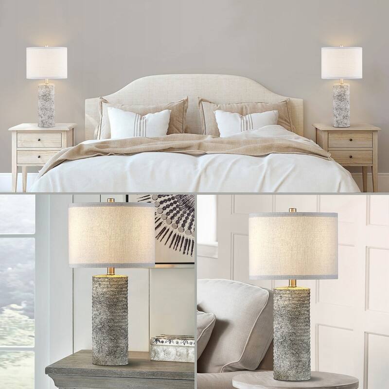 KAWOTI 23.75" Glazed Ceramic Table Lamp Set with LED Bulbs (set of 2) - W12" * H23.75"