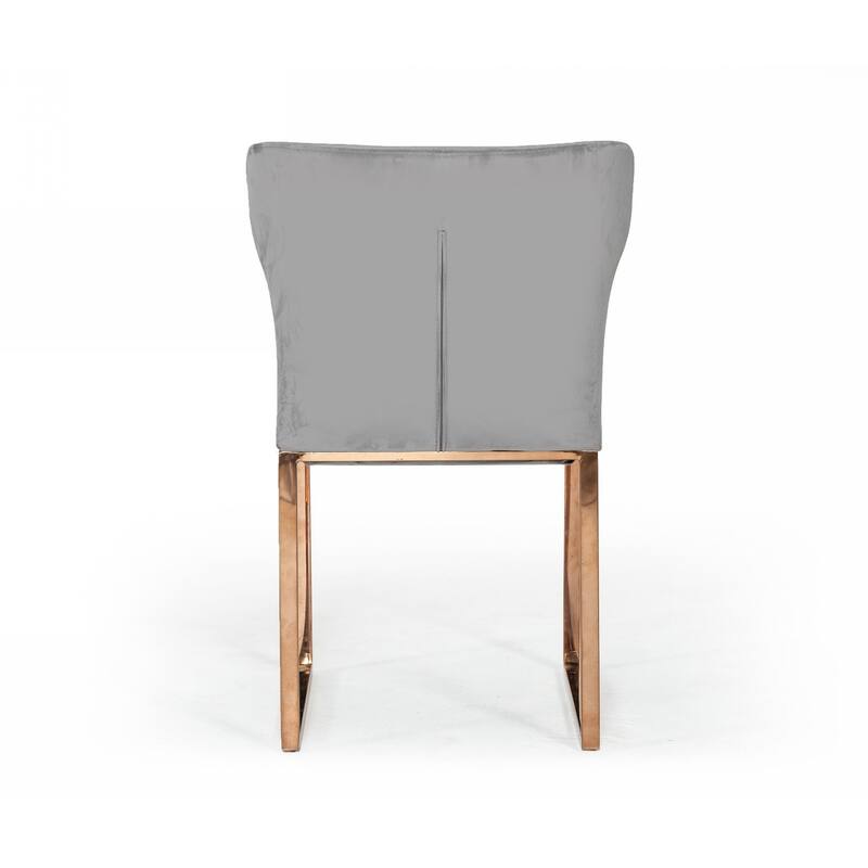 Modrest Chadwick Modern Grey Velvet & Rosegold Dining Chair