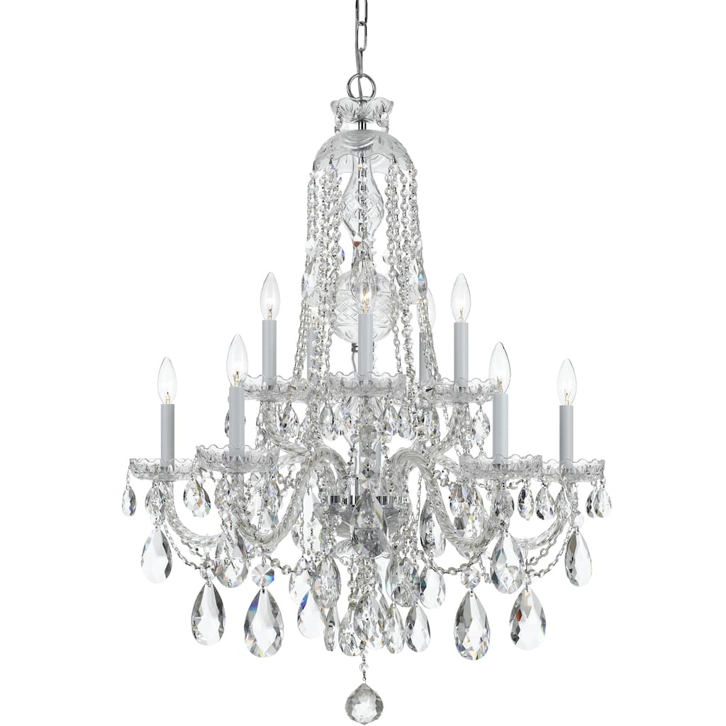 Traditional Crystal 10 Light Clear Crystal Chrome Chandelier - 32'' W x 36'' H