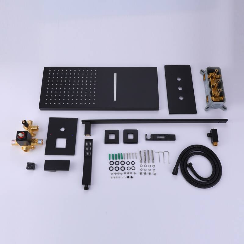 Wall Mounted 3-Way Pressure Balance Complete Shower System Black with Slide bar handheld