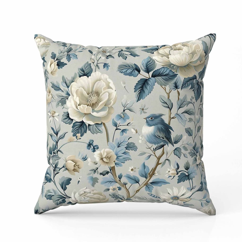 Misty Morning Indoor/Outdoor Reversible Throw Pillow Blue and Beige