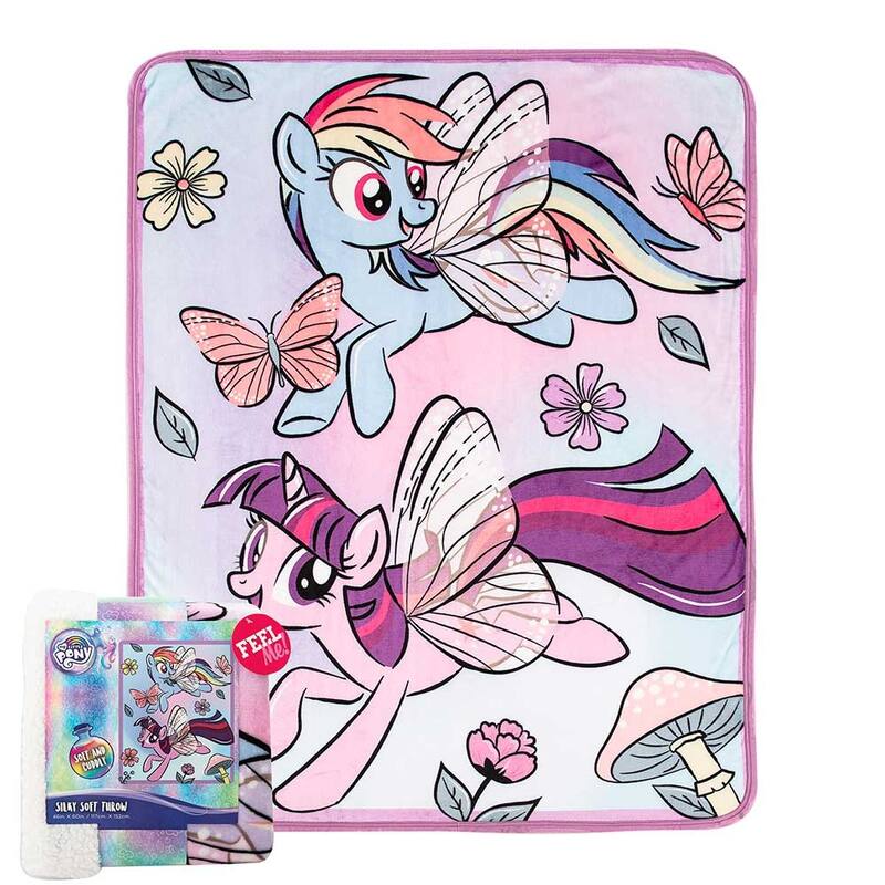 Hasbro My Little Pony Floral Flight Silk Touch Sherpa Throw Blanket