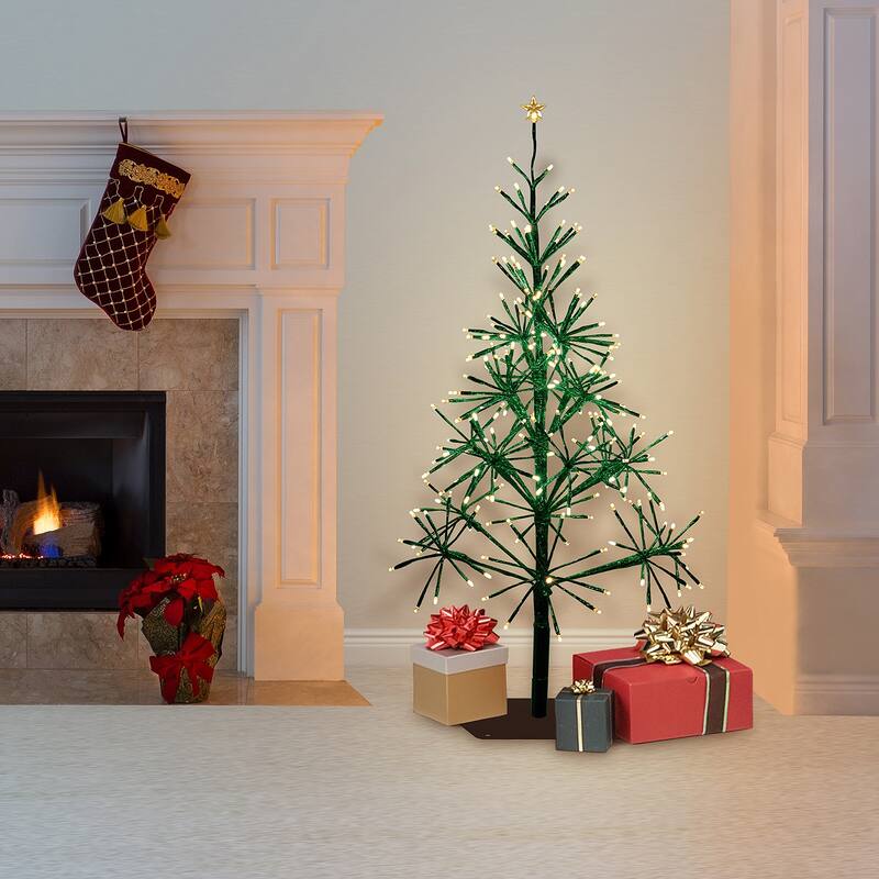 Alpine Corporation 53"H Indoor/Outdoor Artificial Christmas Tree with LED Lights