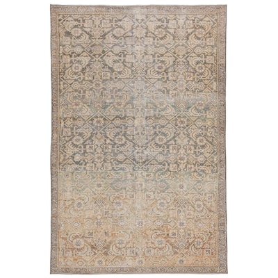 The Curated Nomad Durlston Printed Trellis Gold/ Green Cotton Mix Area Rug