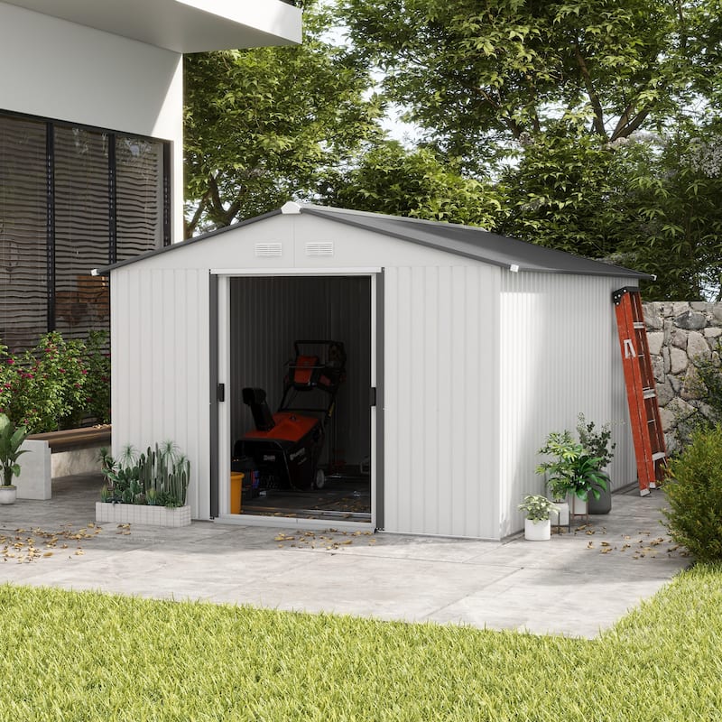 Outsunny 11' x 9' Dark Grey Metal Garden Shed