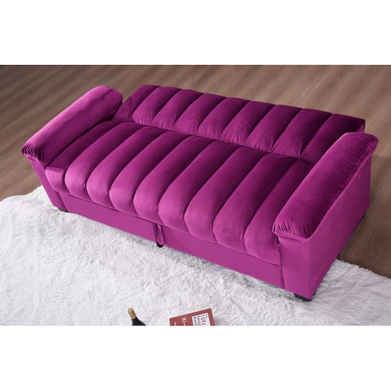 82.7'' Velvet Storage Convertible Sofa Sleeper Couch with 2 Pillows