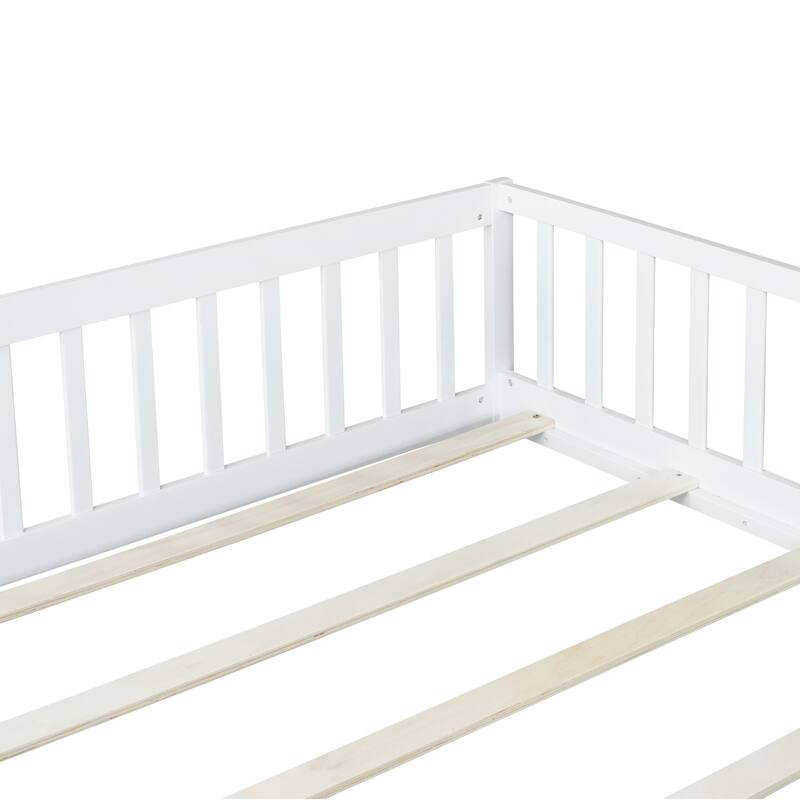 Queen Size Floor Bed with Door and Safety Guardrails
