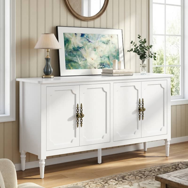 59" W Sideboard Cabinet with Adjustable Shelves and 4 Doors