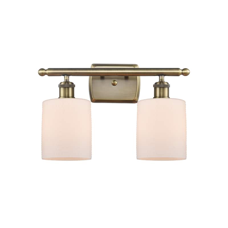 Innovations Lighting 516-2W-9-16 Cobbleskill Vanity Cobbleskill 2 - Matte White / Antique Brass
