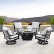 preview thumbnail 1 of 8, Aluminum 44in Fire Table Set with Four Swivel Rockers & Accessories