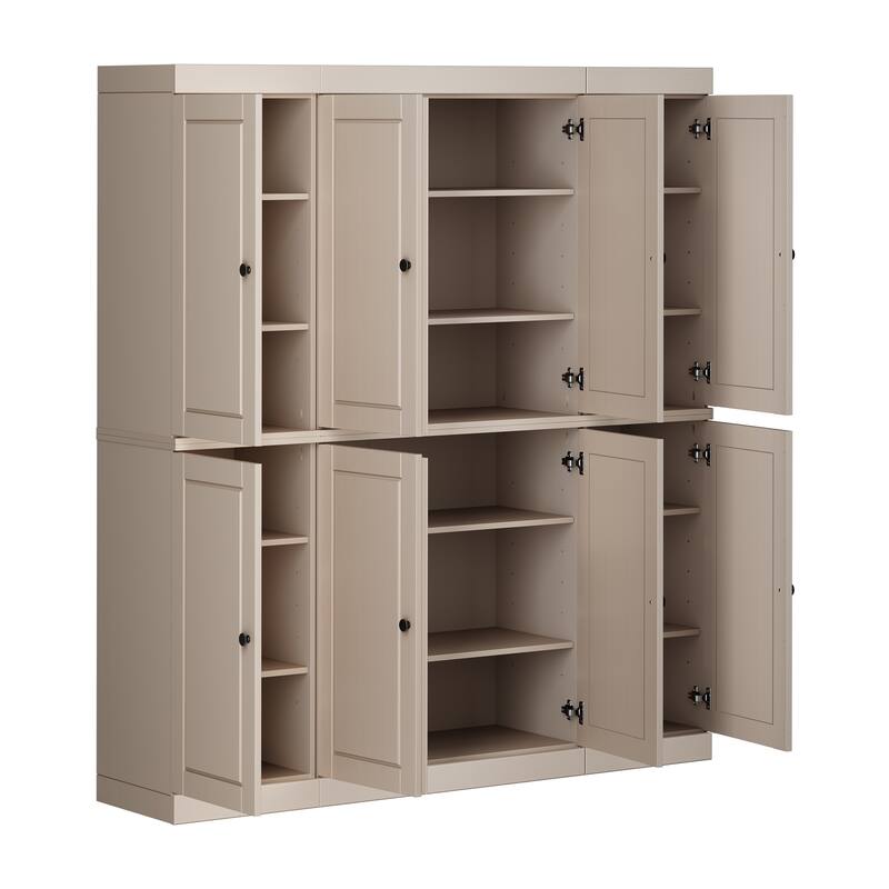 Palace Imports 100% Solid Wood Pantry Cabinet, Raised Panel Doors, Adjustable Shelves, 65" Wide, 71.5" Tall - 65" x 71.5"