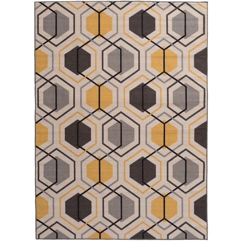 World Rug Gallery Contemporary Geometric Stripe Non-Slip Area Rug