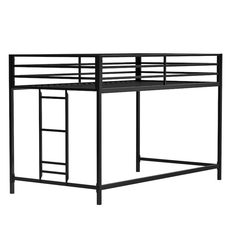 Twin size Metal Junior Loft Bed for Kids with Guardrails and Ladder（350lb Capacity）