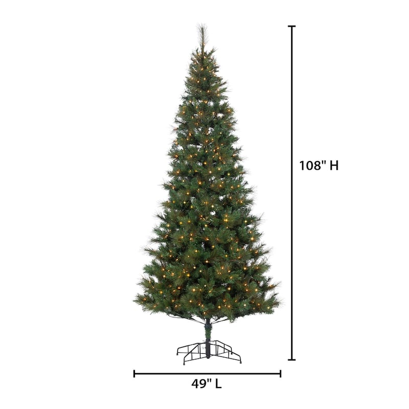9 ft. Pre Lit Clear UL Hard Needle Baxter Pine