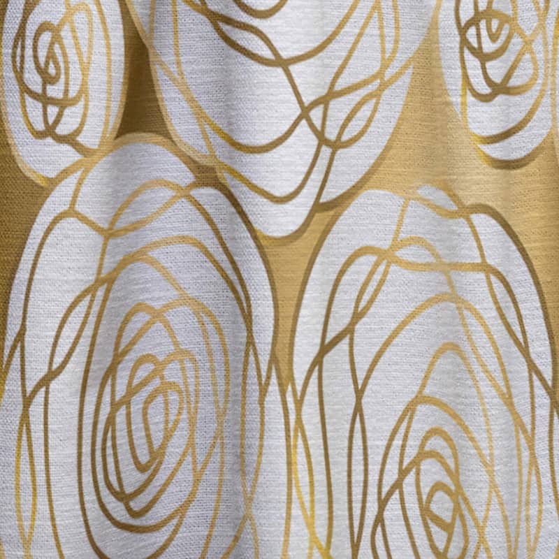Designart 'Golden Floral III' Mid-CenturyCurtain Single Panel