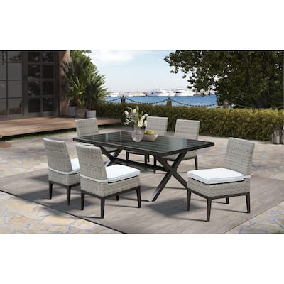 Mersin 7-Piece Outdoor Dining Set with Armless Chairs, Light Gray